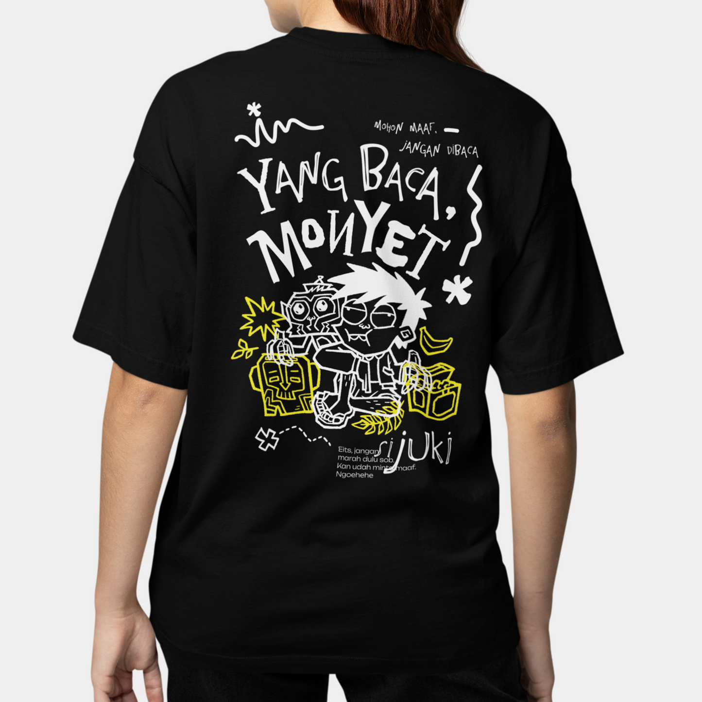 Si Juki Harta Pulau Monyet Black Oversized T-Shirt